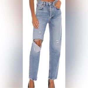 Agolde 90's Pinch Waist Distressed
High Rise Straight Jeans Size 26